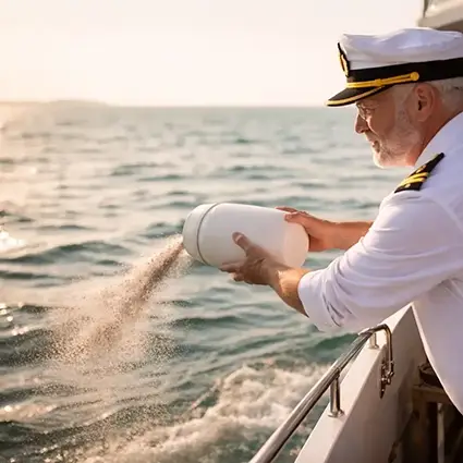 As verstrooien op zee vanaf een schip